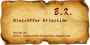 Bleicöffer Krisztián névjegykártya
